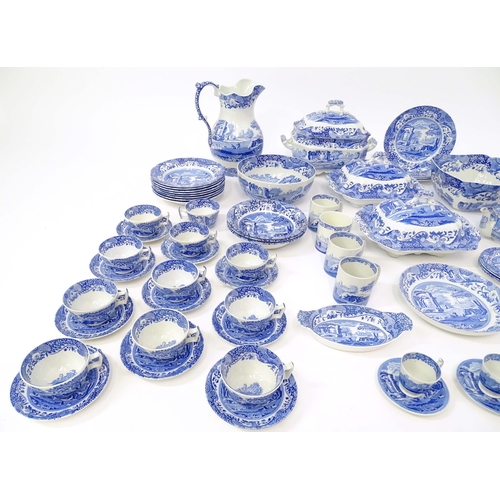 207 - A quantity of blue and white Copeland Spode and Spode tea and dinner wares in the Italian pattern to... 