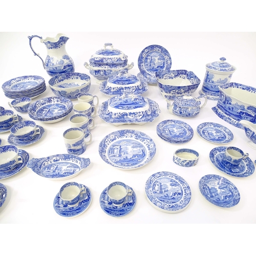 207 - A quantity of blue and white Copeland Spode and Spode tea and dinner wares in the Italian pattern to... 