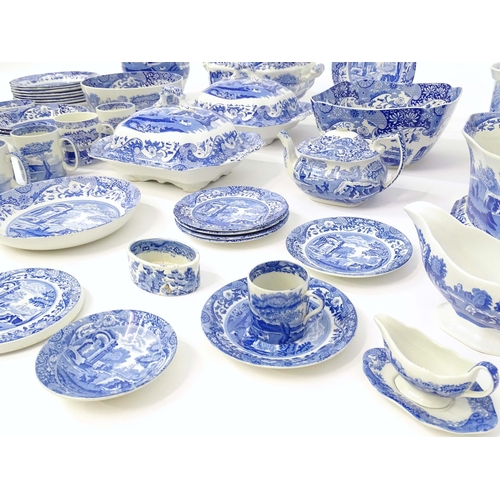 207 - A quantity of blue and white Copeland Spode and Spode tea and dinner wares in the Italian pattern to... 