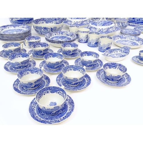 207 - A quantity of blue and white Copeland Spode and Spode tea and dinner wares in the Italian pattern to... 