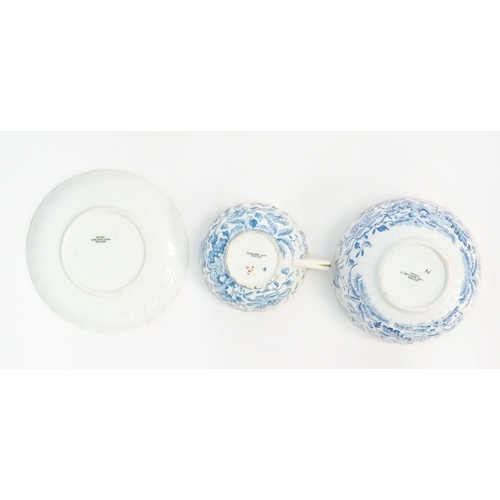 208 - A quantity of Copeland / Copeland Spode blue and white tea wares decorated with floral, foliate and ... 