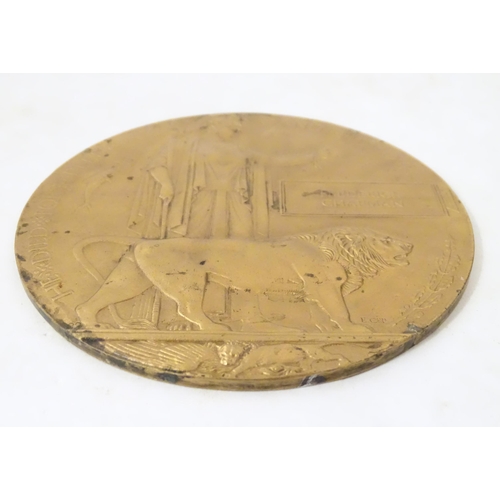 974 - Militaria, WW1 / WWI / World War 1 / First World War : a bronze death plaque depicting Britannia and... 