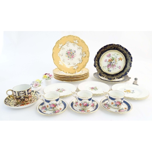 217 - A quantity of assorted ceramics to include a Royal Crown Derby coffee cup and saucer decorated in th... 