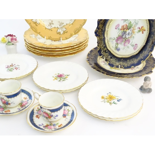 217 - A quantity of assorted ceramics to include a Royal Crown Derby coffee cup and saucer decorated in th... 