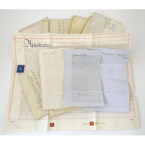 959 - A quantity of late 19thC / early 20thC handwritten documents, to include deeds relating to the lease... 