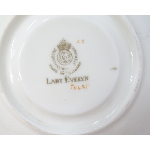 288 - A cased set of six Royal Worcester tea cups and saucers in the Lady Evelyn pattern, with six Art Dec... 