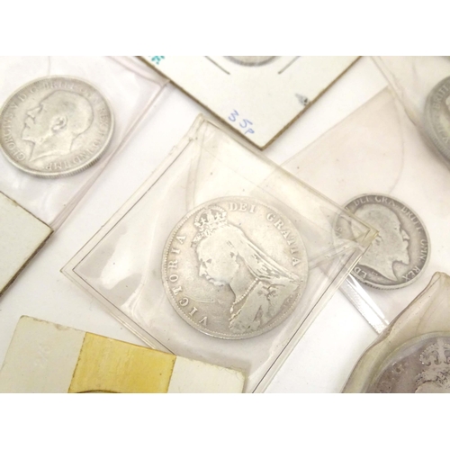 801 - Coins: Fourteen Victorian and later silver coins (14)