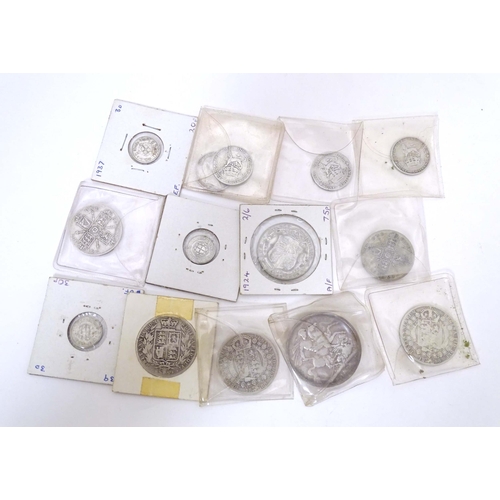 801 - Coins: Fourteen Victorian and later silver coins (14)