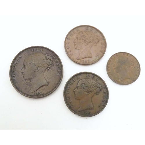 802 - Coins: Assorted 18thC and later coins and tokens to include a Geo III 'Ceylon 1 half silver' 1815 co... 