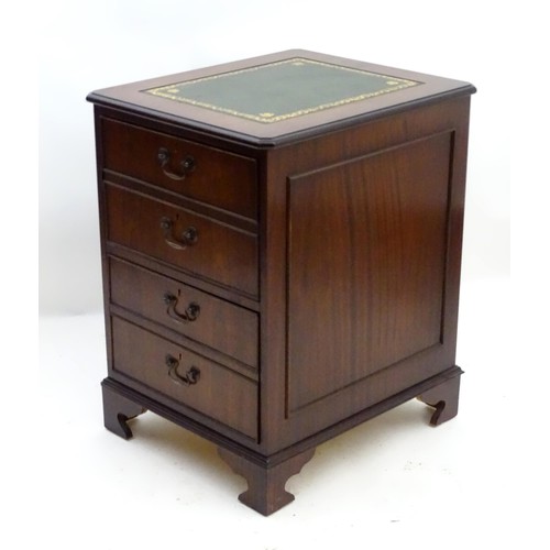 5 - A mahogany leather topped filing cabinet / pedestal . Approx 30