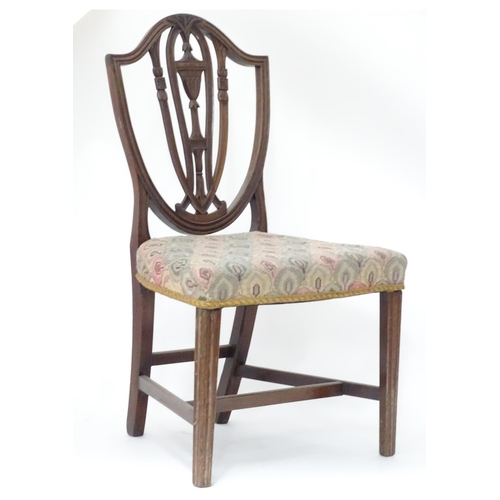 86 - 19thC shield back chair. Approx 35