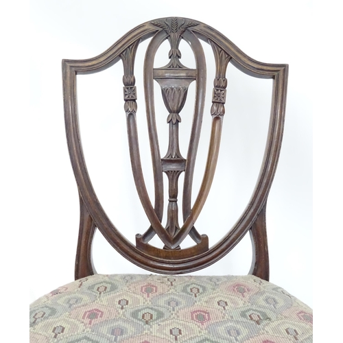 86 - 19thC shield back chair. Approx 35