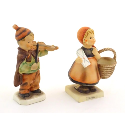 110 - A Hummel / Goebel figure modelled as a young girl with a basket and a letter, Meditation, model no. ... 