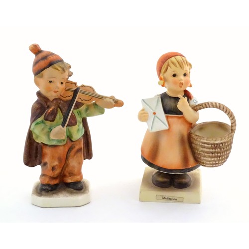 110 - A Hummel / Goebel figure modelled as a young girl with a basket and a letter, Meditation, model no. ... 