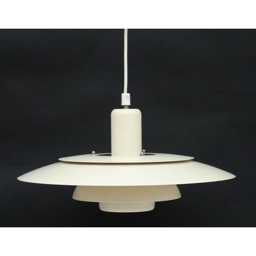 125 - Vintage Retro :a Danish lamp / light of cream liveried 3 tier form possibly designed by Jo Hammerbor... 