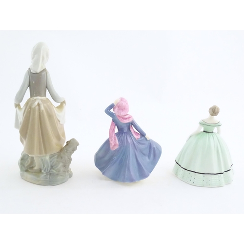 84 - Assorted ceramics to include a Lladro lady, Rabbit's Food, model no. 4826, two Coalport ladies, one ... 