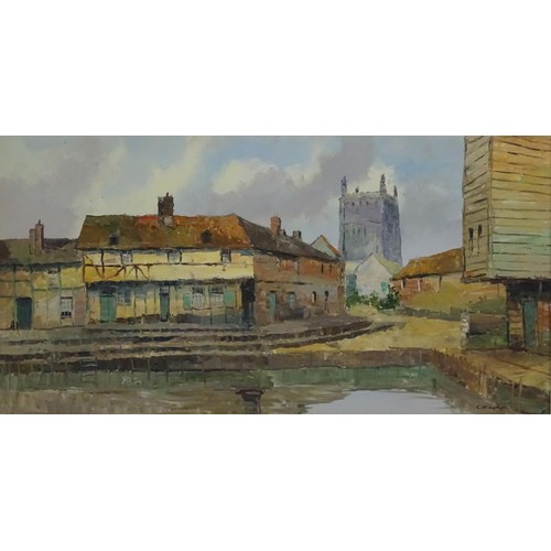 1079 - Gerard Wiegman (1875-1964), Dutch School, Oil on canvas, Tewkesbury, England, A view of the church t... 