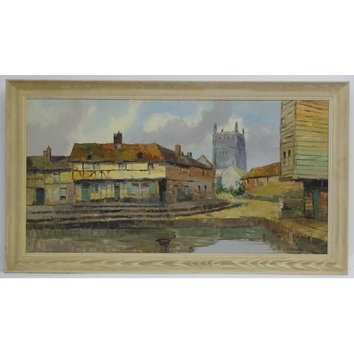 1079 - Gerard Wiegman (1875-1964), Dutch School, Oil on canvas, Tewkesbury, England, A view of the church t... 