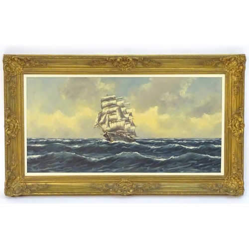 1089 - H. C. Hermans, 20th century, Marine School, Oil on canvas, A clipper ship under full sail. Signed lo... 