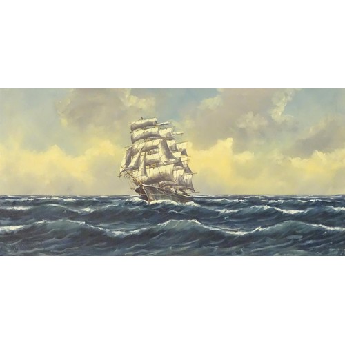 1089 - H. C. Hermans, 20th century, Marine School, Oil on canvas, A clipper ship under full sail. Signed lo... 