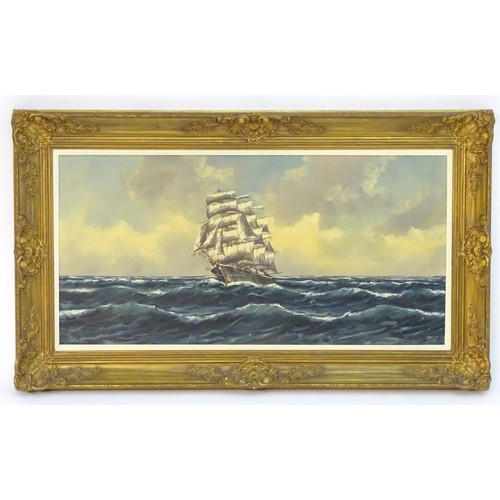 1089 - H. C. Hermans, 20th century, Marine School, Oil on canvas, A clipper ship under full sail. Signed lo... 