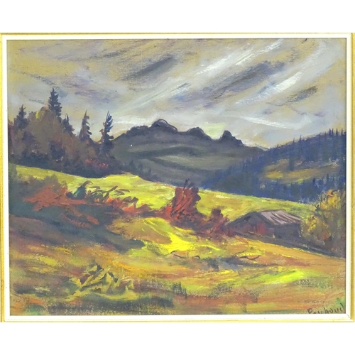 1149 - John Paschoud (1901-1998), Swiss School, Oil on board, A Continental landscape scene with mountains ... 