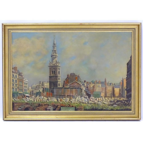 1151 - Francis Ives Naylor (1892-1982), English School, Oil on canvas, A view of London, possibly St Magnus... 