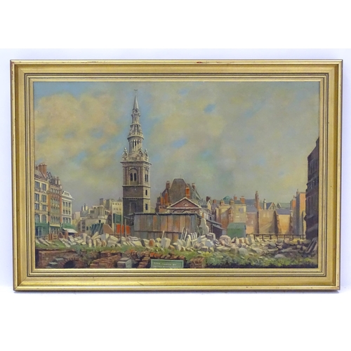 1151 - Francis Ives Naylor (1892-1982), English School, Oil on canvas, A view of London, possibly St Magnus... 