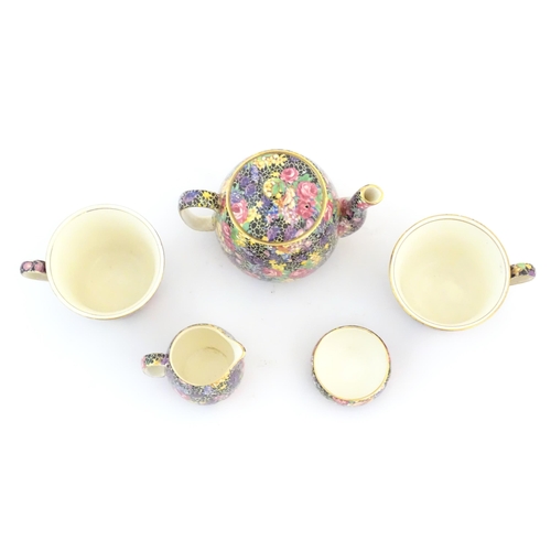 60 - A small Royal Winton chintz part tea set in the Hazel pattern comprising teapot, milk jug, sugar bow... 