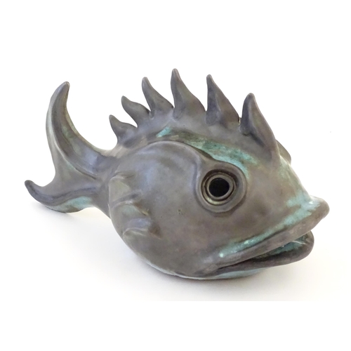 48 - A studio pottery model of a fish by Matthew Tyas. Impressed MT monogram mark under. Approx. 10 1/4