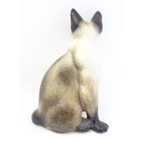 1744 - A large Winstanley model of a seated Siamese cat with blue eyes. Marked under, no. 47. Approx. 12 1/... 