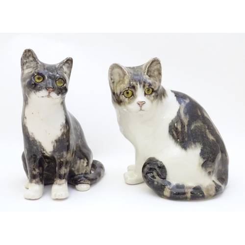 1750 - Two Winstanley models of seated Tabby cats. Each marked under, and numbered 3 / 4. Largest approx. 8... 