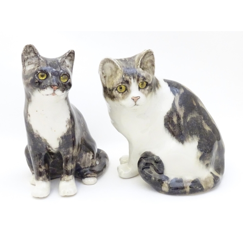 1750 - Two Winstanley models of seated Tabby cats. Each marked under, and numbered 3 / 4. Largest approx. 8... 