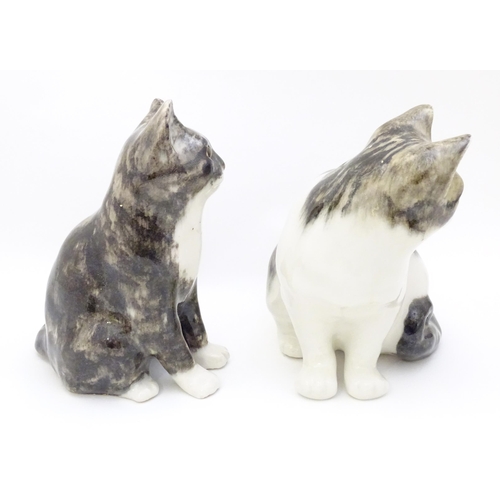 1750 - Two Winstanley models of seated Tabby cats. Each marked under, and numbered 3 / 4. Largest approx. 8... 