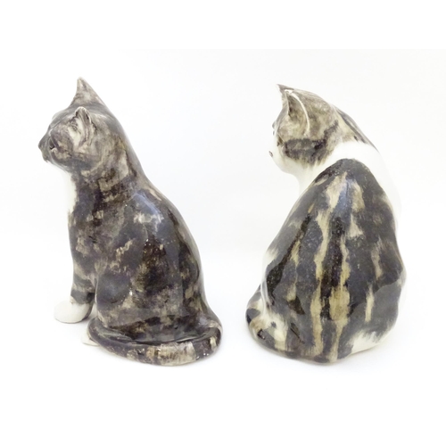 1750 - Two Winstanley models of seated Tabby cats. Each marked under, and numbered 3 / 4. Largest approx. 8... 