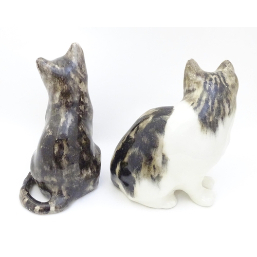 1750 - Two Winstanley models of seated Tabby cats. Each marked under, and numbered 3 / 4. Largest approx. 8... 