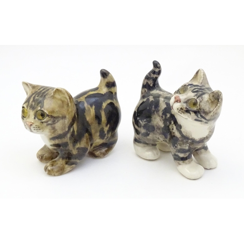 1751 - Two Winstanley models of Tabby kittens / cats. Each marked under. Largest approx. 14 1/4