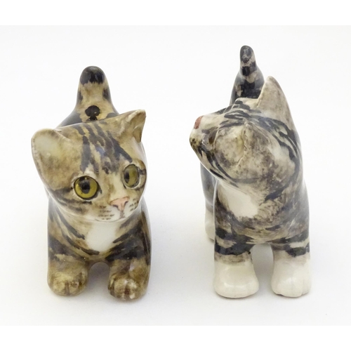 1751 - Two Winstanley models of Tabby kittens / cats. Each marked under. Largest approx. 14 1/4