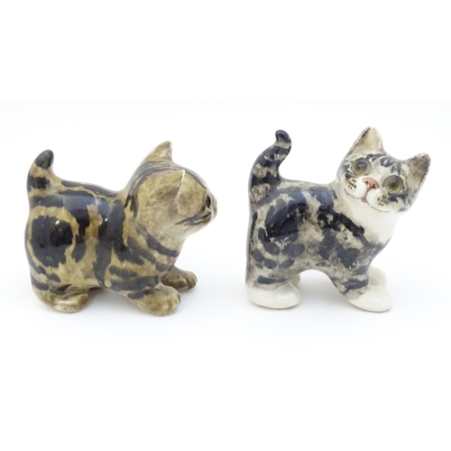 1751 - Two Winstanley models of Tabby kittens / cats. Each marked under. Largest approx. 14 1/4