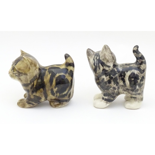 1751 - Two Winstanley models of Tabby kittens / cats. Each marked under. Largest approx. 14 1/4