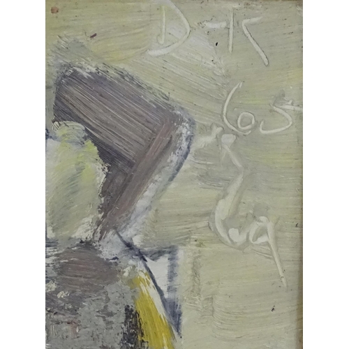 1077 - D. K., 20th century, Oil on board, Office Workers, An abstract composition depicting office workers.... 