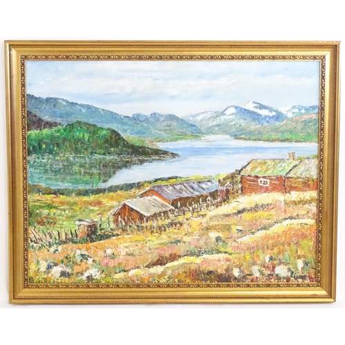 1078 - Else, 20th century, Oil on board, A mountain landscape with a lake. Signed lower right. Approx. 29 1... 