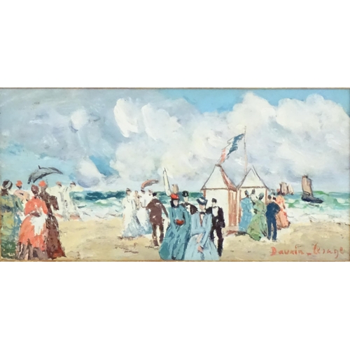 1082 - Pierre Davain Lesage (1908-?), French Impressionist School, Oil on board, A beach scene with figures... 