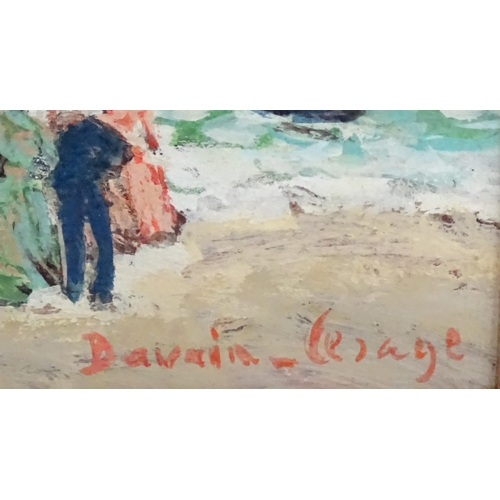 1082 - Pierre Davain Lesage (1908-?), French Impressionist School, Oil on board, A beach scene with figures... 