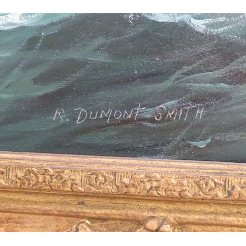 1086 - Robert Dumont-Smith, 20th century, Marine School, Oil on board, A ship in choppy waters off the coas... 