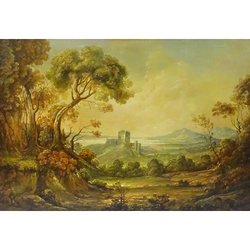 1096 - 20th century, Oil on canvas, A landscape scene with a view of a castle on the banks of an estuary. I... 