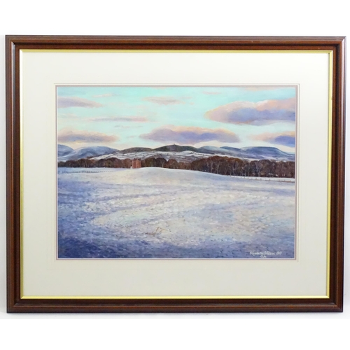 1106 - Elizabeth Wilson, Oil on card, A Scottish winter Highland landscape. Signed and dated 1997 lower rig... 