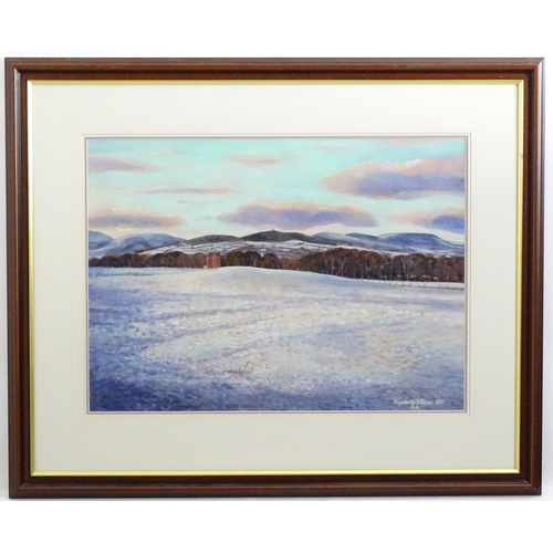 1106 - Elizabeth Wilson, Oil on card, A Scottish winter Highland landscape. Signed and dated 1997 lower rig... 