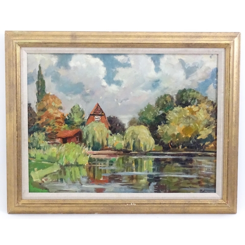 1121 - Manner of Llewelyn Petley Jones (1908-1986), 20th century, Oil on canvas, Surrey Mill. Signed Petley... 