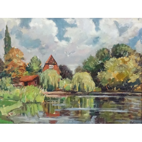 1121 - Manner of Llewelyn Petley Jones (1908-1986), 20th century, Oil on canvas, Surrey Mill. Signed Petley... 